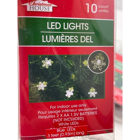 LED Holiday String Lights 10 Ct Indoor Battery Operated Christmas House 2 PC. - Picture 2 of 4
